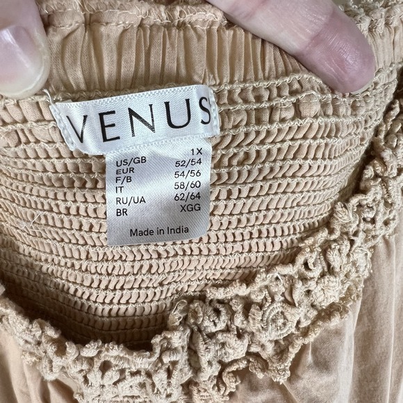 Venus Boho Hippy Peasant Crochet-Trim Cutout‎ blouse Peachy Pink Size 1X Whimsy - Picture 4 of 9